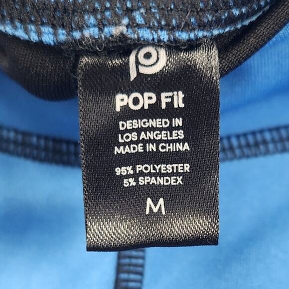 Pop Fit Blue Black Workout Athletic Leggings Womens Size Medium M Active Yoga - Picture 3 of 3